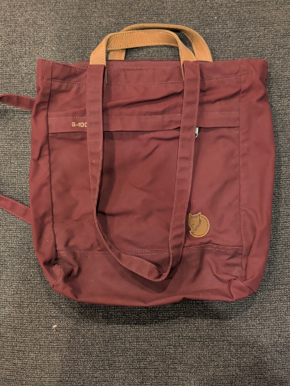 Fjallraven Totebag No 2 - Burgundy with Tan Handles